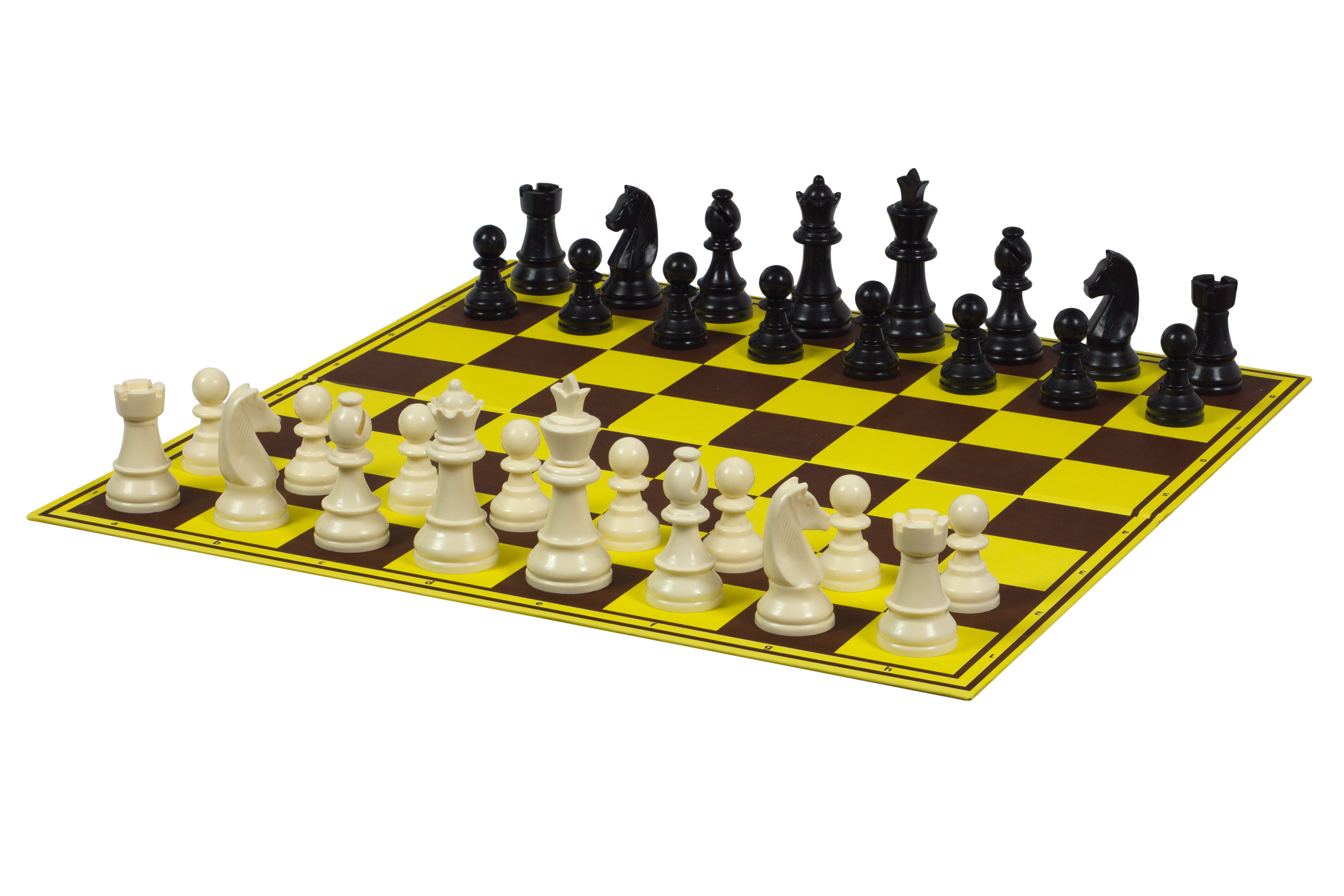 Set di scacchi - figure in plastica TR03G (re 96 mm) + scacchiera pieghevole in cartone con campo da 55 mm - Set di scacchi - figure in plastica TR03G (re 96 mm) + scacchiera pieghevole in cartone con campo da 55 mm