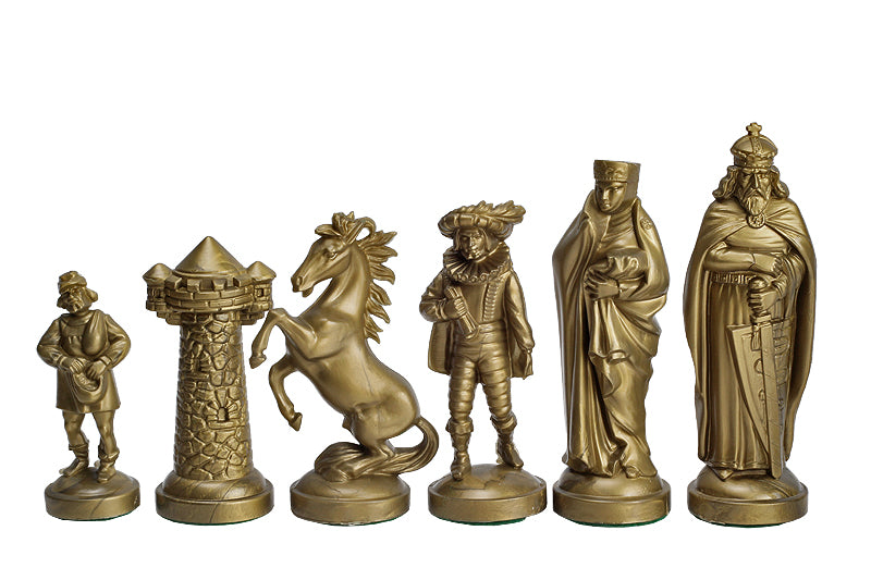 Figure medievali stilizzate di scacchi, nero e oro (re 98 mm) - Figure medievali stilizzate di scacchi, nero e oro (re 98 mm)