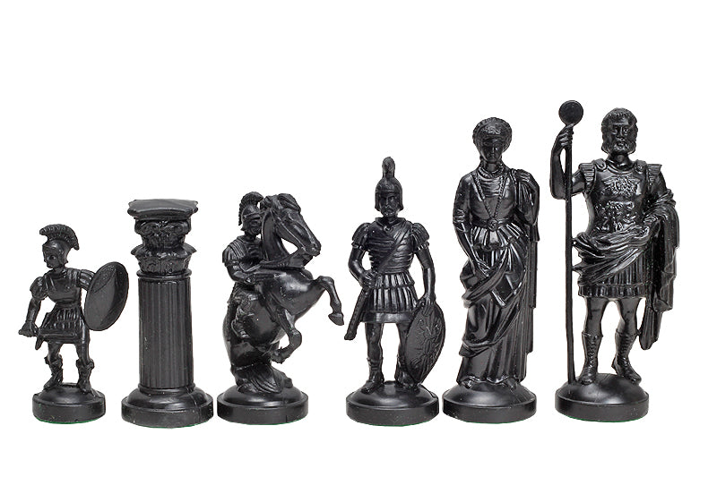 Figure di scacchi stilizzati dell'Impero Romano, crema e nero (re 98 mm) - Figure di scacchi stilizzati dell'Impero Romano, crema e nero (re 98 mm)