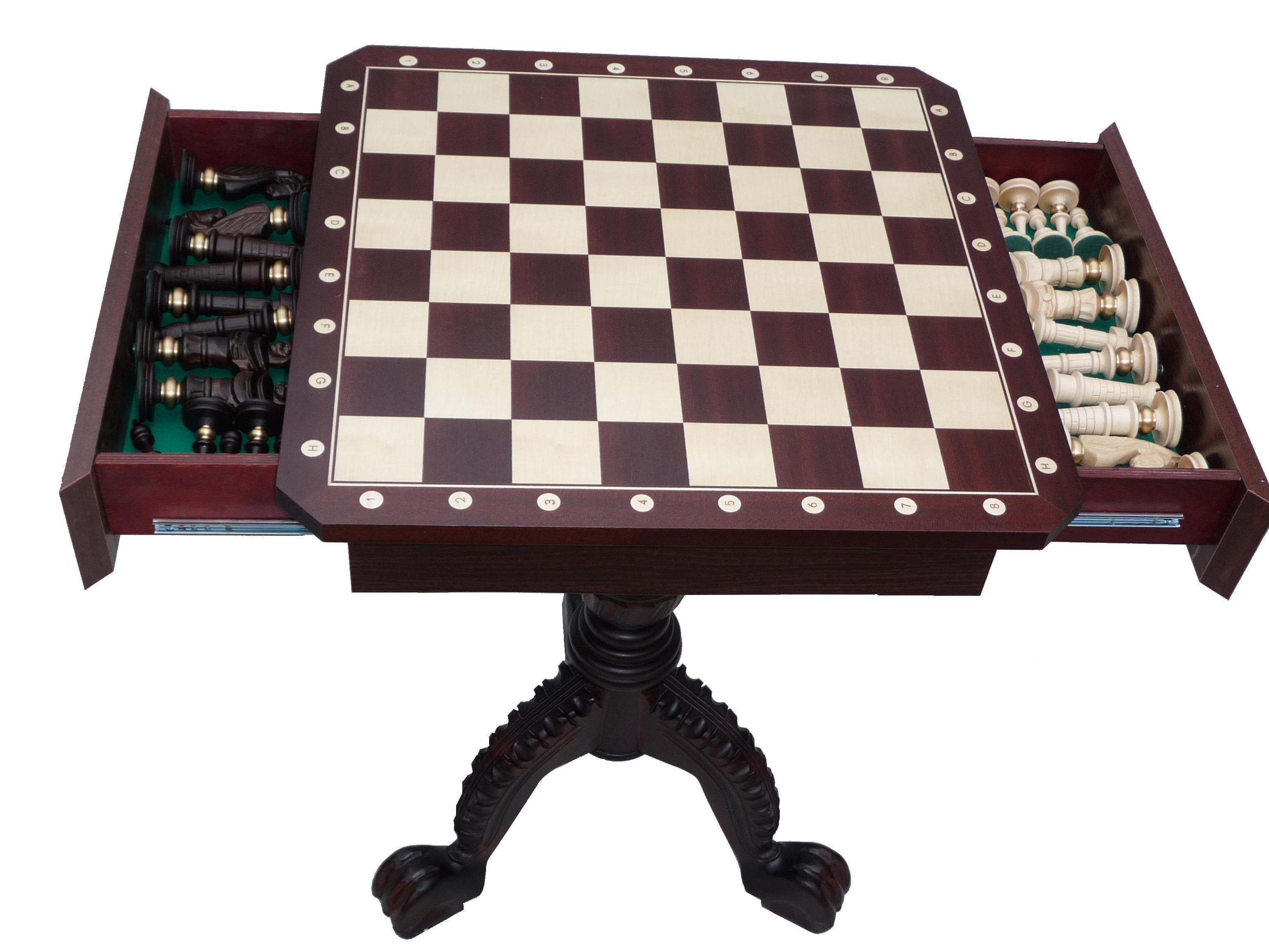 Tavolo da scacchi con figure (altezza 75 cm, altezza re 130 mm) - 0d3d9565686d0b6aca8854e1b8bbd8d1