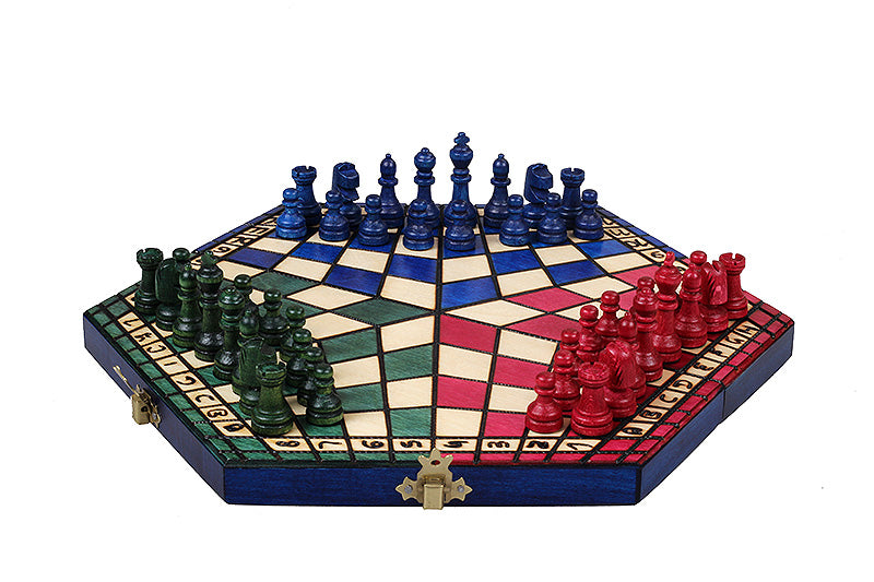 Set di scacchi per tre giocatori (32x28cm) tricolore - Set di scacchi per tre giocatori (32x28cm) tricolore