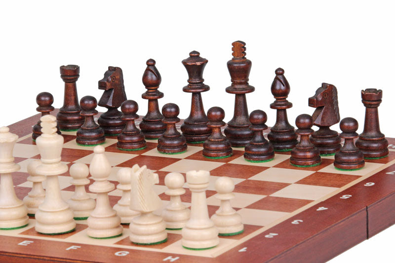 Set di scacchi da torneo n. 4 New Line, intarsiato (42x42 cm) - Set di scacchi da torneo n. 4 New Line, intarsiato (42x42 cm)
