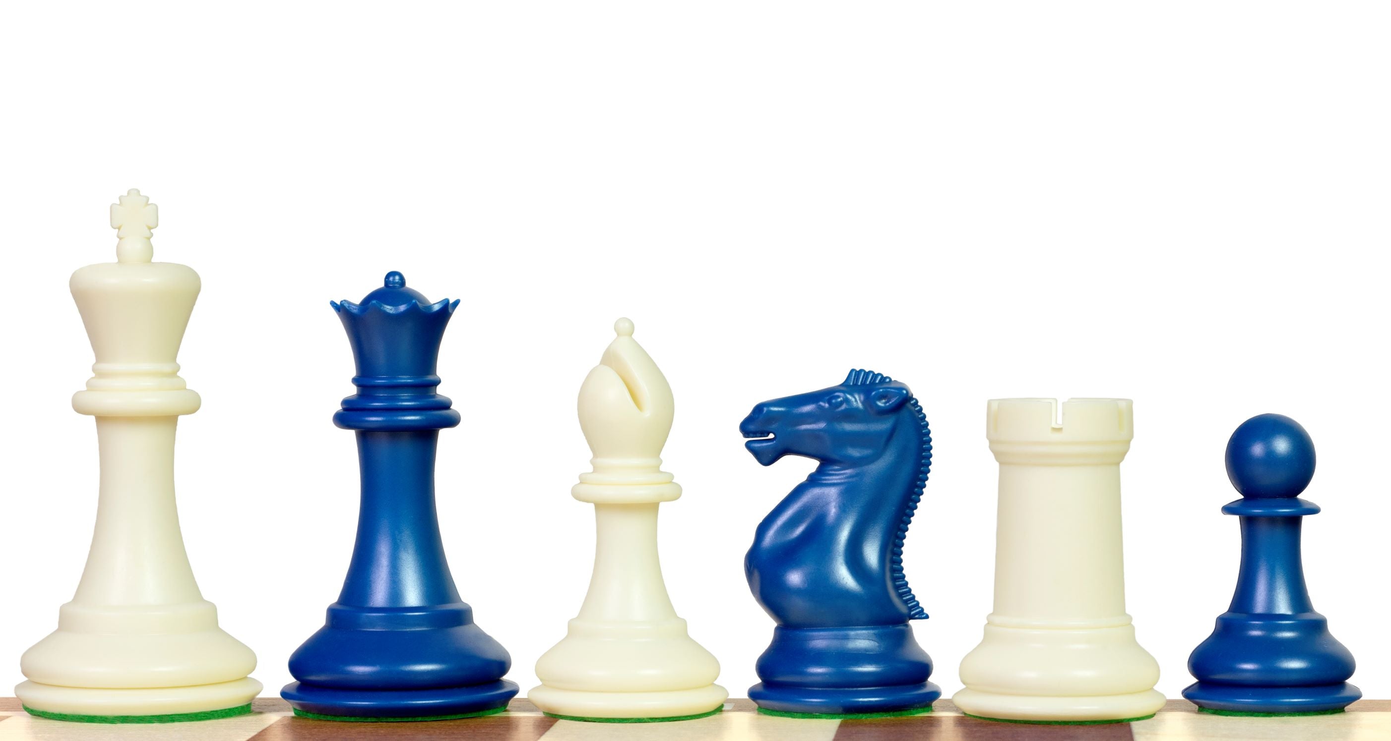 Esclusive figure di scacchi Staunton n. 6, bianco/blu, con peso in metallo (re 95 mm) - ef23f5788912412ebfb1d30128c3f8c2