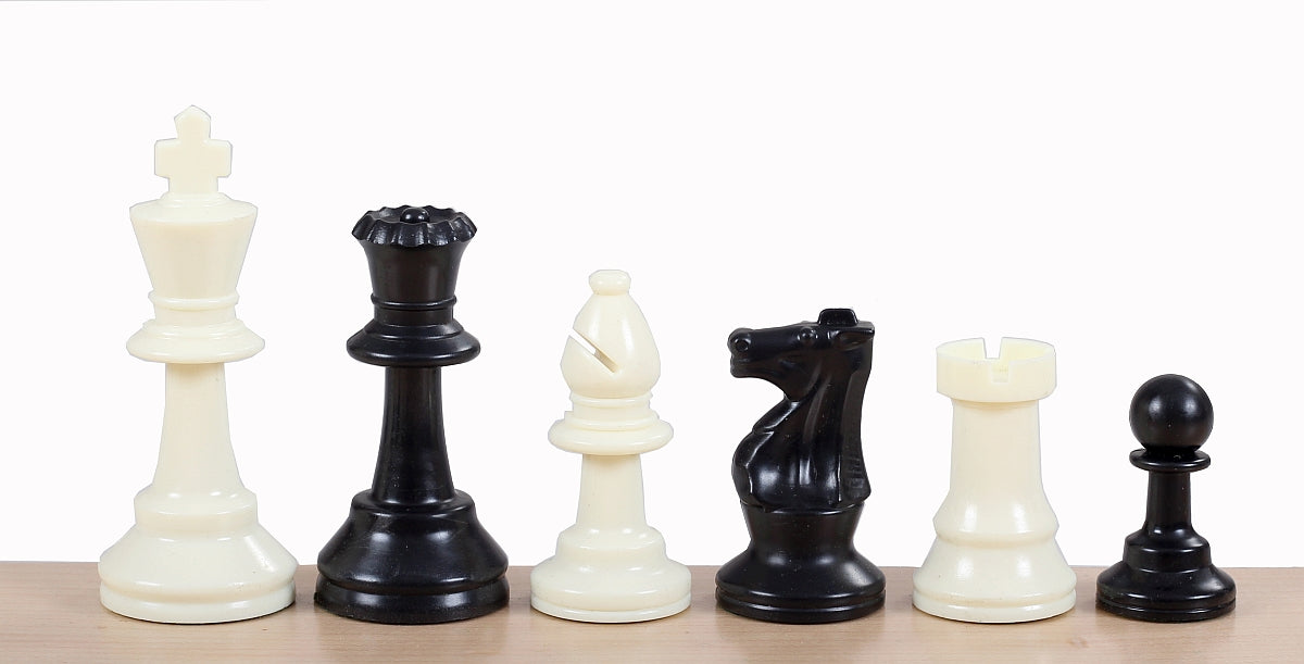 Scacchi Staunton n. 4, bianco/nero (re 78 mm) - scacchi di plastica - Scacchi Staunton n. 4, bianco/nero (re 78 mm) - scacchi di plastica
