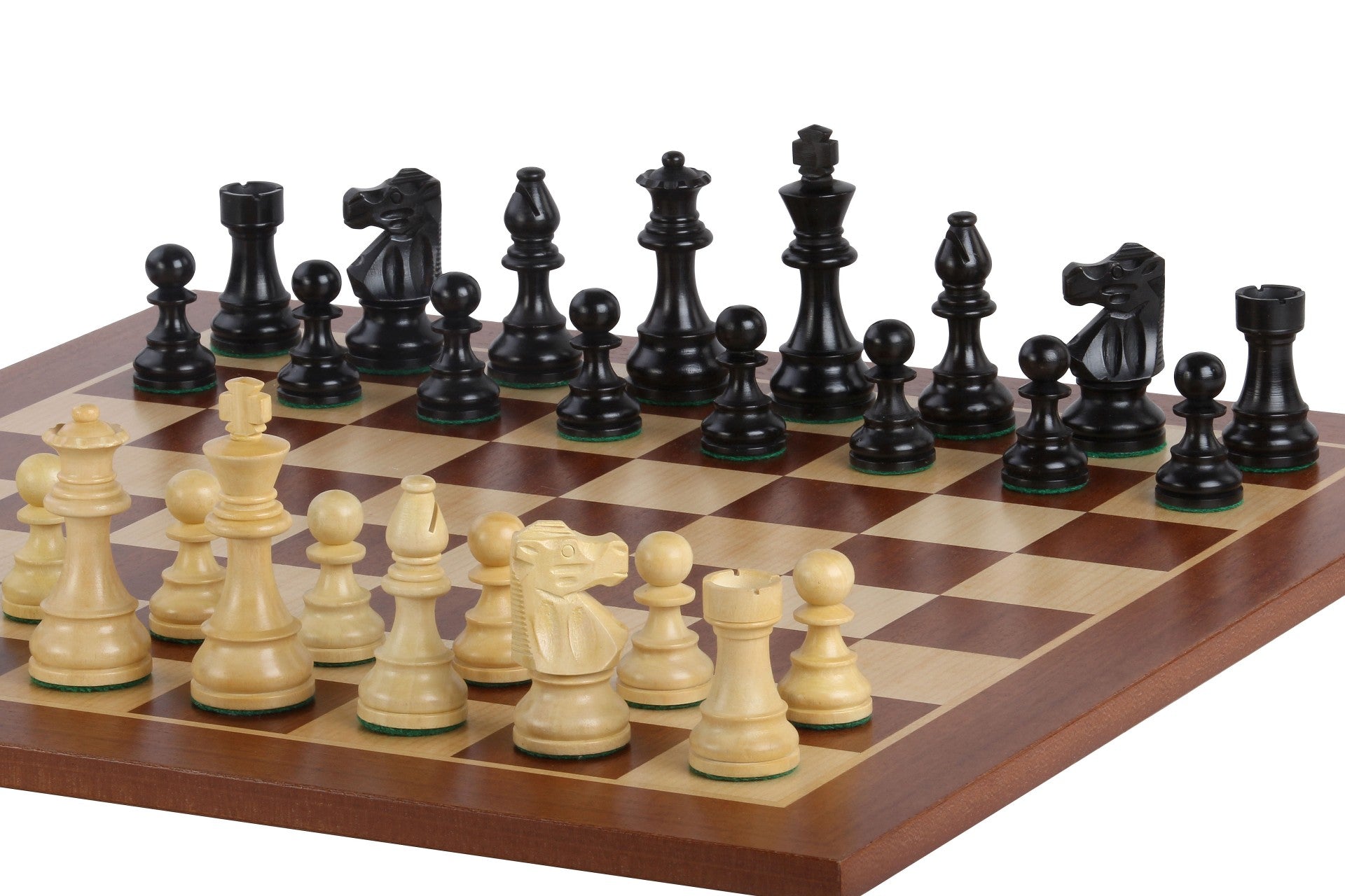 Scacchiera No6 Sapele+pezzi francesi ebanizzati da 3,75". - Scacchiera No6 Sapele+pezzi francesi ebanizzati da 3,75".