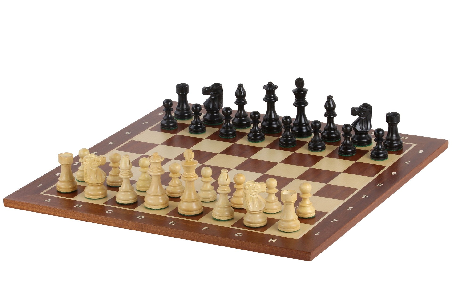 Scacchiera No6 Sapele+pezzi francesi ebanizzati da 3,75". - Scacchiera No6 Sapele+pezzi francesi ebanizzati da 3,75".