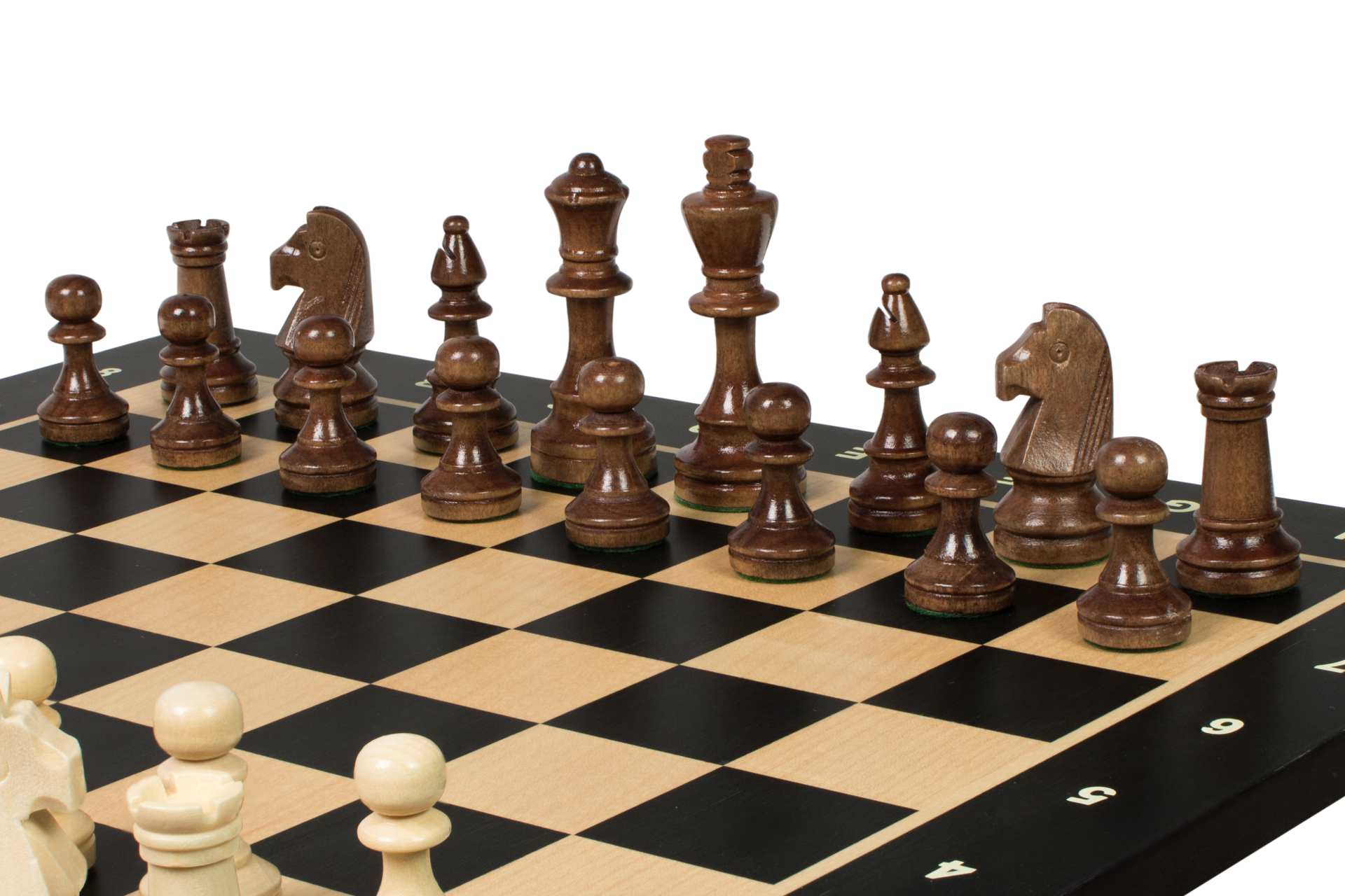 Set di scacchi da torneo n. 4 - scacchiera da 40 mm + figure Sunrise Staunton da 78 mm in baule di legno - 7cbce1ff155a3ee6c304e00848314675