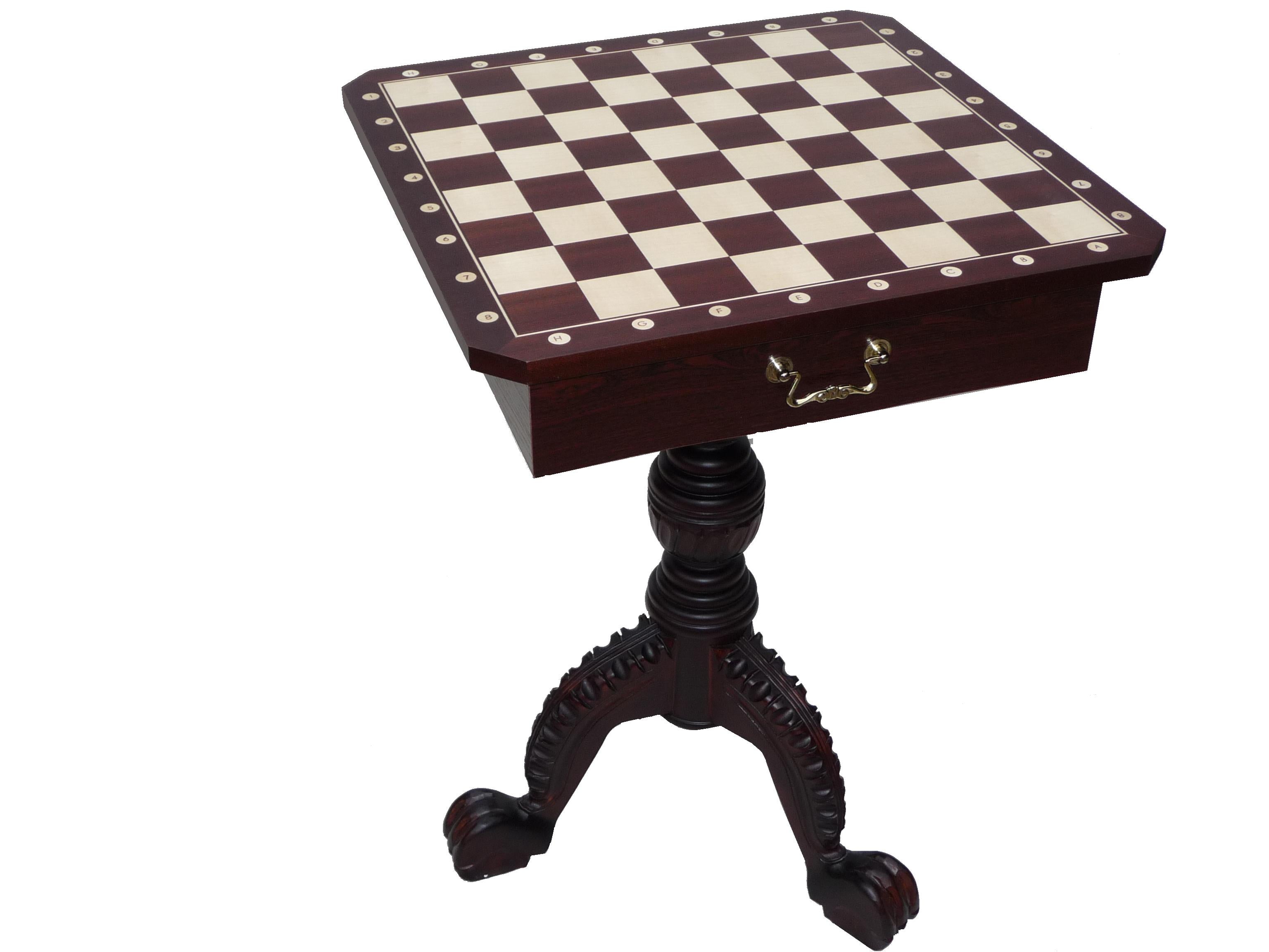 Tavolo da scacchi in mogano scuro (altezza 75 cm) - SENZA FIGURE - Tavolo da scacchi in mogano scuro (altezza 75 cm) - SENZA FIGURE