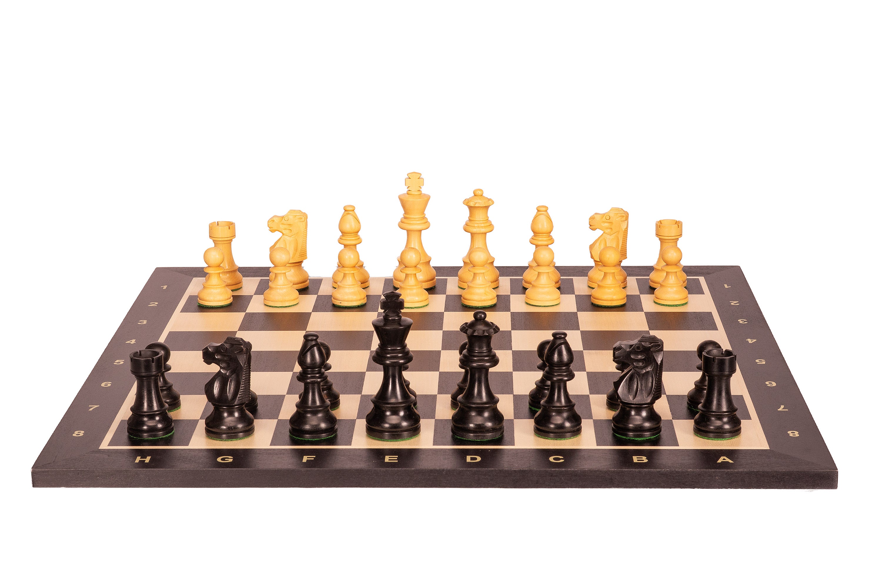 Scacchiera nera No5 + 3,5 Pezzi francesi ebanizzati - Scacchiera nera No5 + 3,5 Pezzi francesi ebanizzati