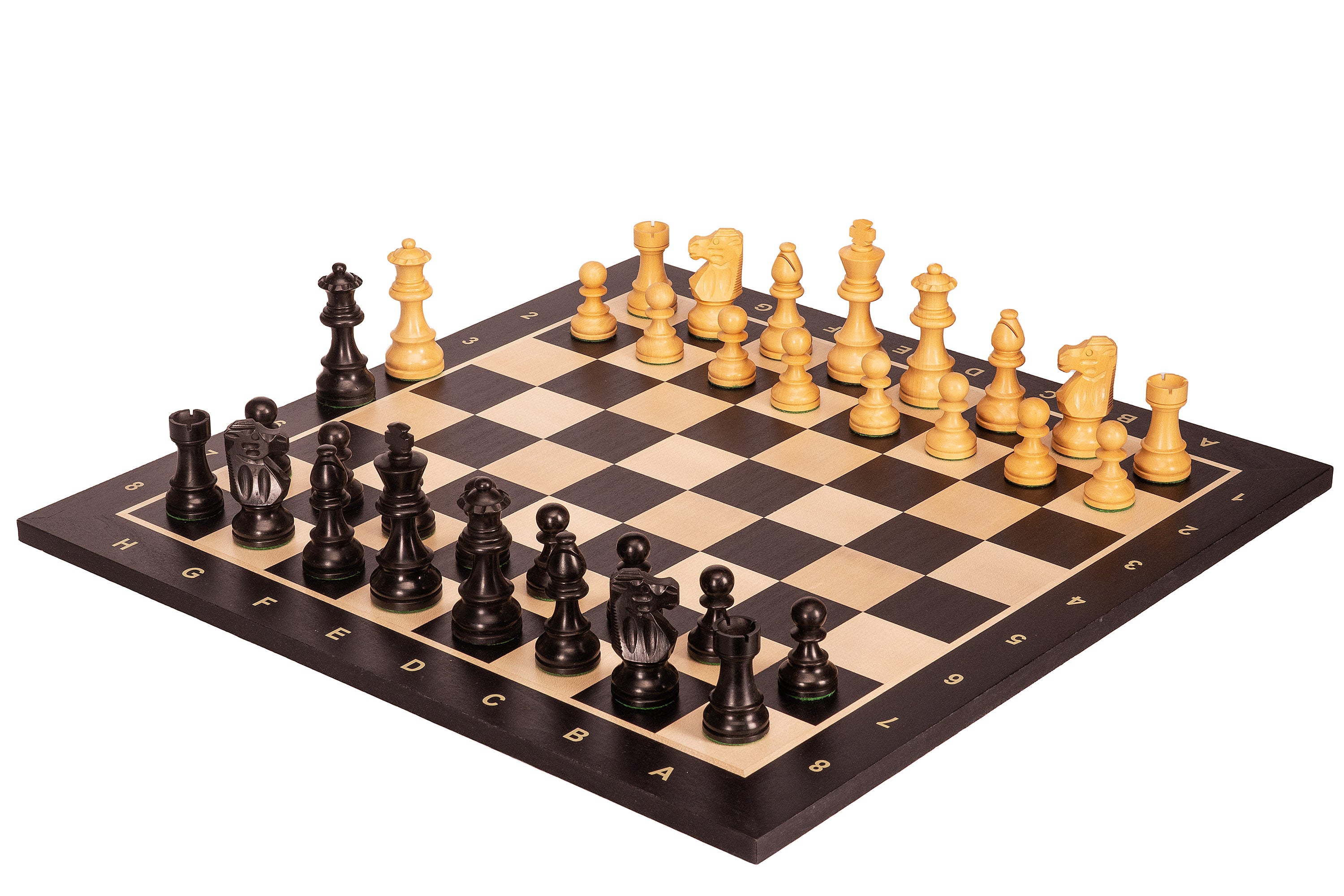 Scacchiera nera No5 + 3,5 Pezzi francesi ebanizzati - Scacchiera nera No5 + 3,5 Pezzi francesi ebanizzati
