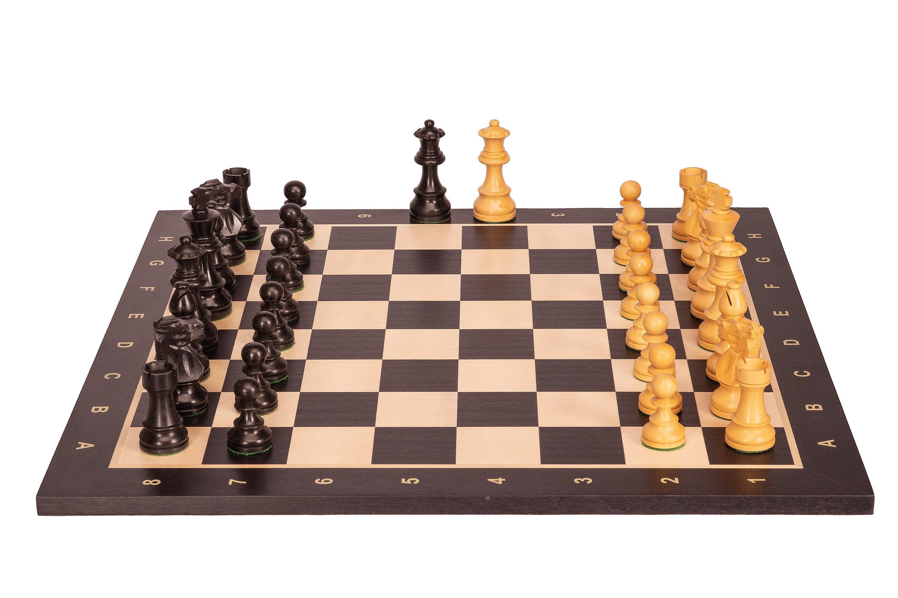 Scacchiera nera No6+ pezzi francesi ebanizzati da 3,75 pollici - Scacchiera nera No6+ pezzi francesi ebanizzati da 3,75 pollici
