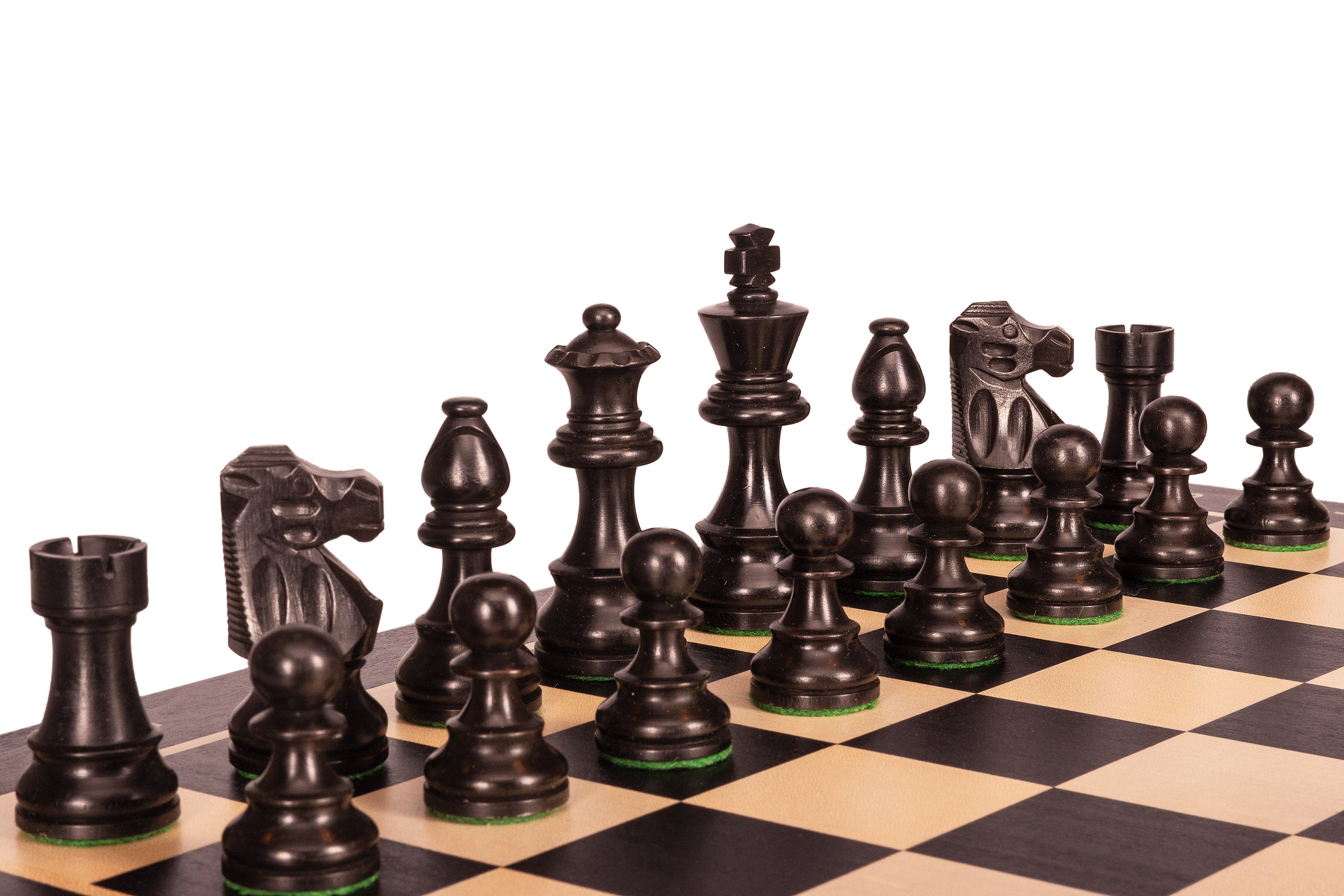 Scacchiera nera No5 + 3,5 Pezzi francesi ebanizzati - Scacchiera nera No5 + 3,5 Pezzi francesi ebanizzati