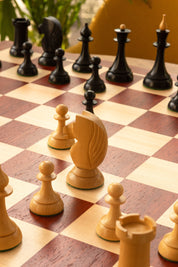Figure di scacchi Queen's Gambit 1957 Legno di bosso ebano 4 pollici