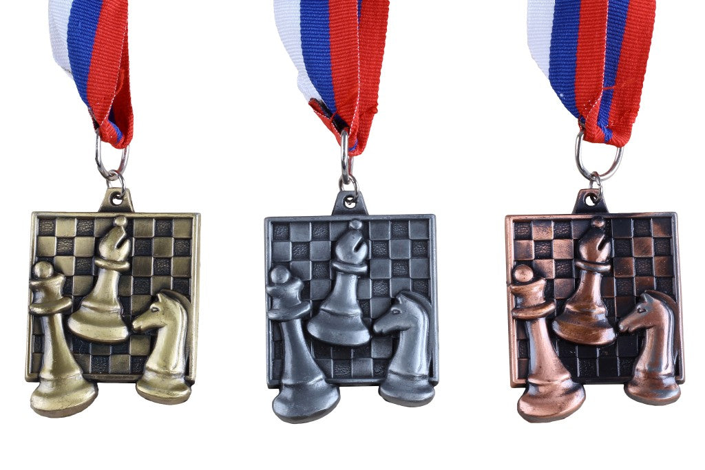 Medaglia a scacchi quadrati - argento - Medaglia a scacchi quadrati - argento