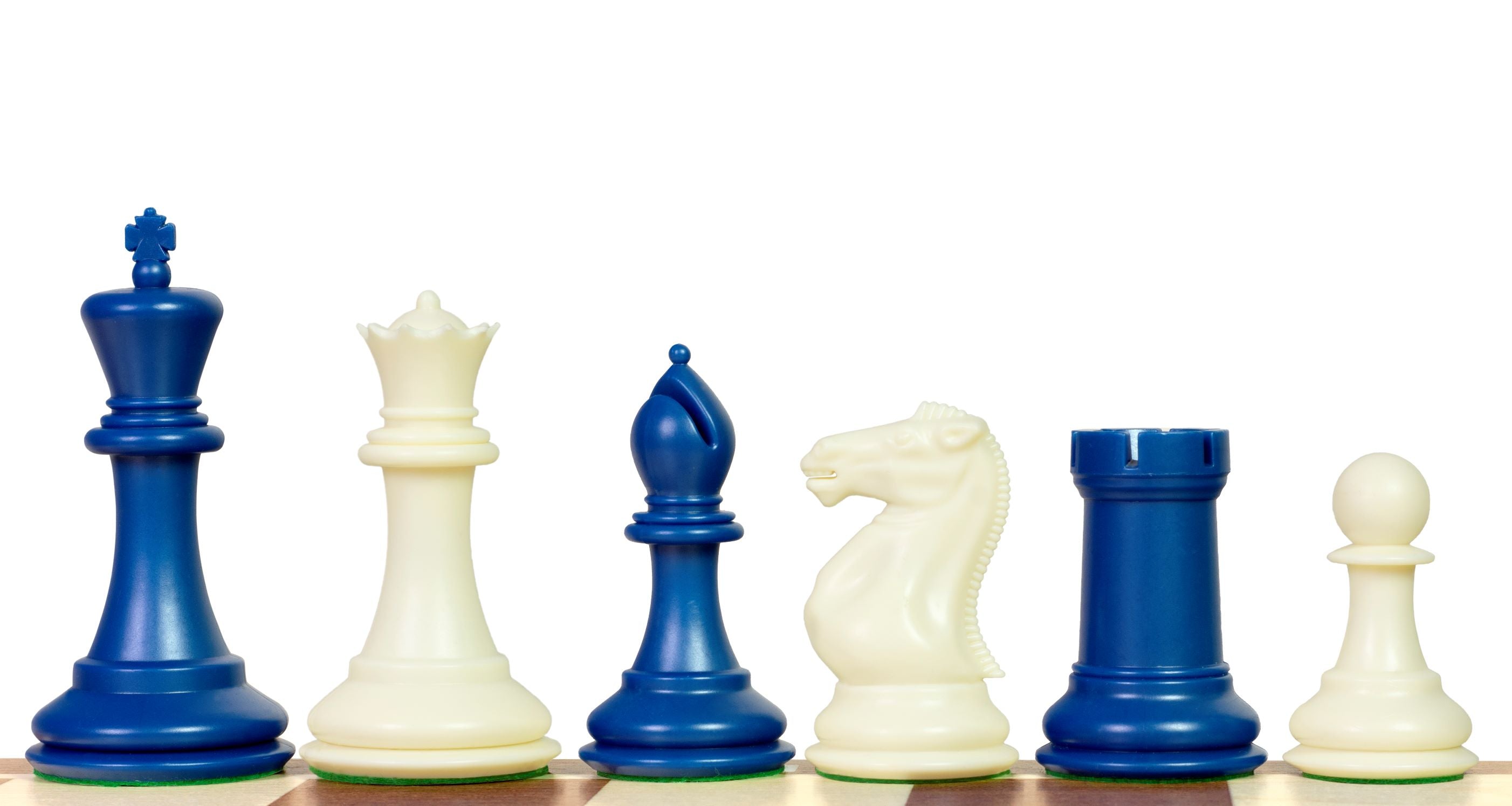 Esclusive figure di scacchi Staunton n. 6, bianco/blu, con peso in metallo (re 95 mm) - 3c79ccd67032b3be5249a20b01459b7b