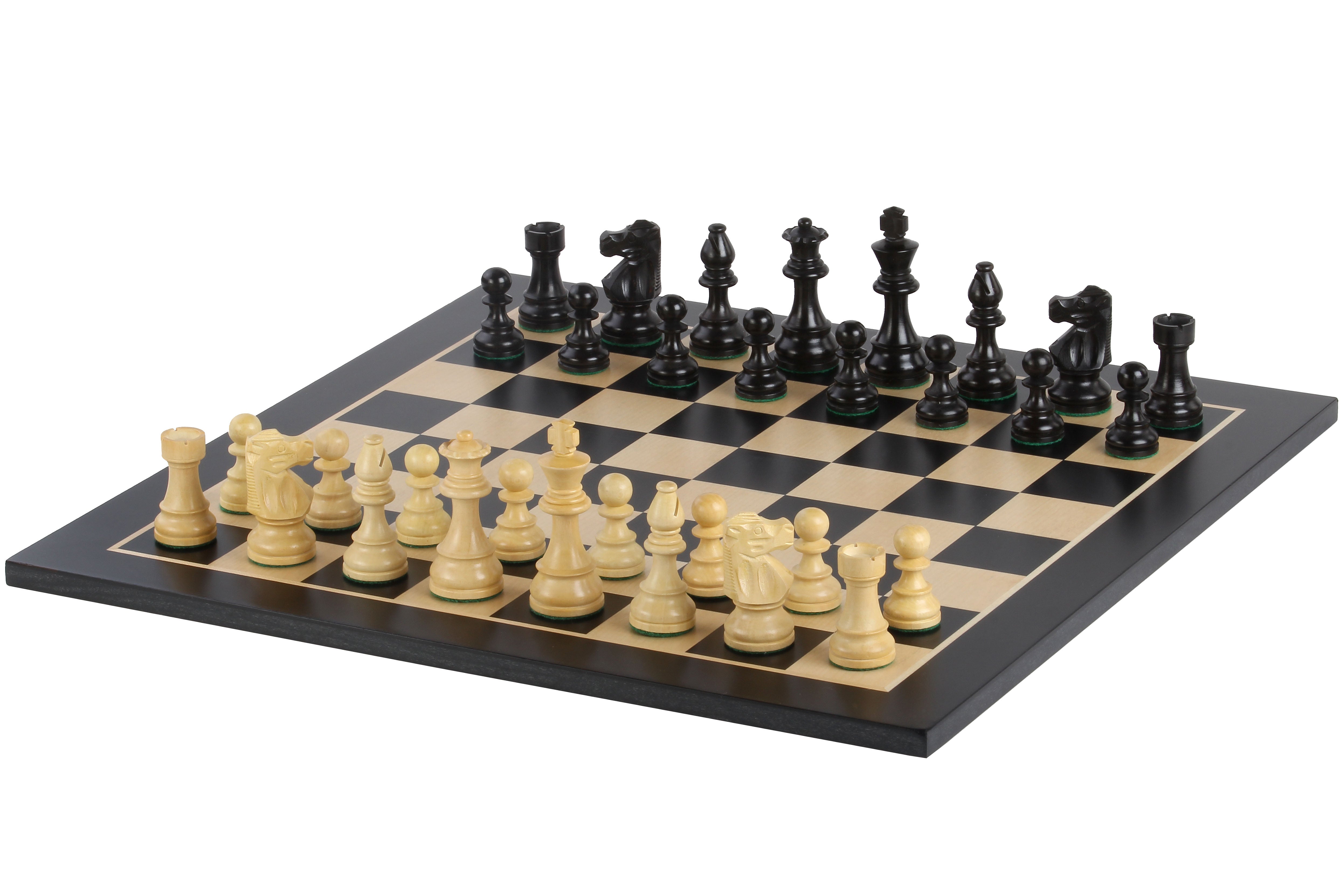 Set Francese 2: Scacchiera (50x50 cm) + Scacchi Francesi Ebanizzati (Re 8,9 cm) - Set Francese 2: Scacchiera (50x50 cm) + Scacchi Francesi Ebanizzati (Re 8,9 cm)