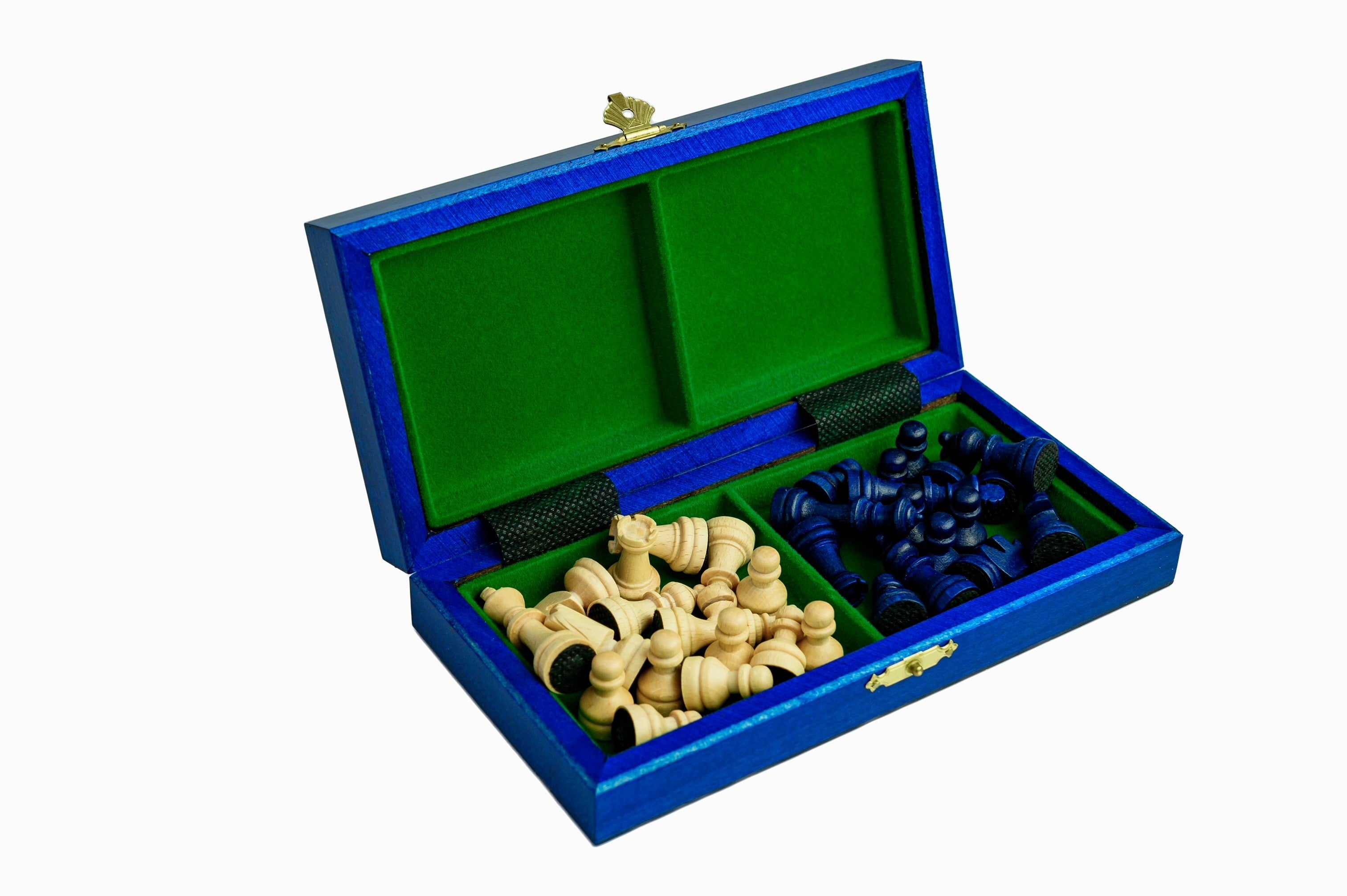 Scacchi MAGNETICI in legno mini (20 cm) - blu - Scacchi MAGNETICI in legno mini (20 cm) - blu