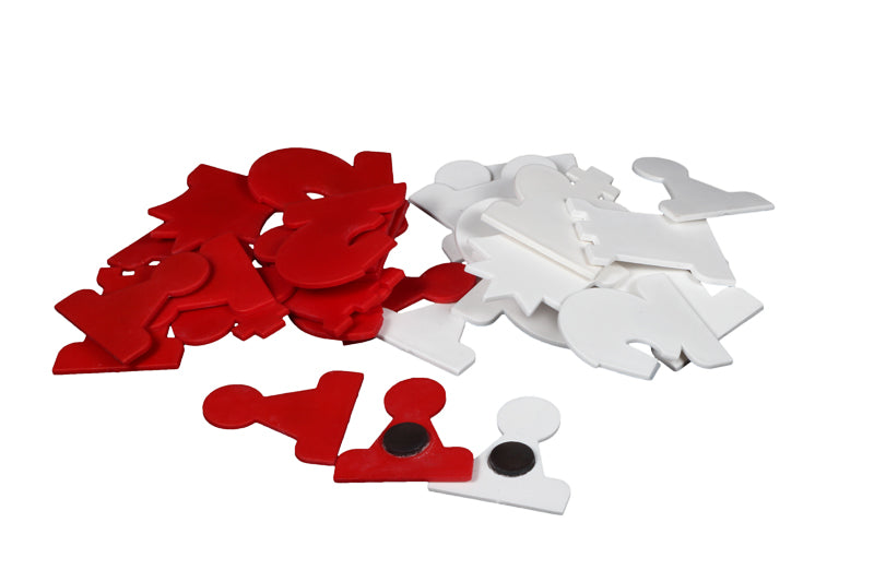 Figure magnetiche per scacchi dimostrativi, bianco/rosso (re 75 mm) - Figure magnetiche per scacchi dimostrativi, bianco/rosso (re 75 mm)