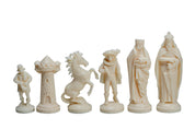 Figure medievali stilizzate di scacchi, crema e nero (re 98 mm)