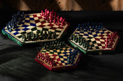 Set di scacchi per tre giocatori (32x28cm) tricolore