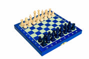 Scacchi MAGNETICI in legno mini (20 cm) - blu