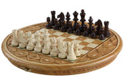 Scacchi Rubin - custodia rotonda intagliata a mano (33 cm)