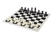 Set di scacchi per la scuola Nero - pesante (Scacchi in Plastica Piombati + Scacchiera Avvolgibile)